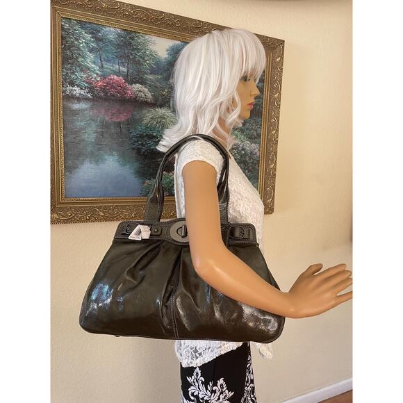 NWT COACH Mia Gunmetal Pleated Leather Carryall Shoulder Bag 13915 - Picture 3 of 10